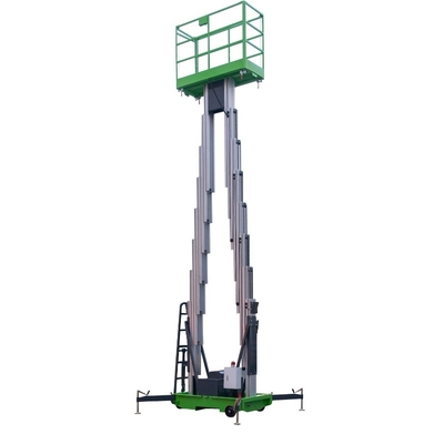 12m Aluminum Aerial Work Platform Double Mast Vertical Lift Loading Capacity 200Kg